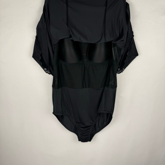 Swimsuits for All Swim 365 Laser Cut Off The Shoulder Swim Dress‎ Black Size 26 - Picture 2 of 15